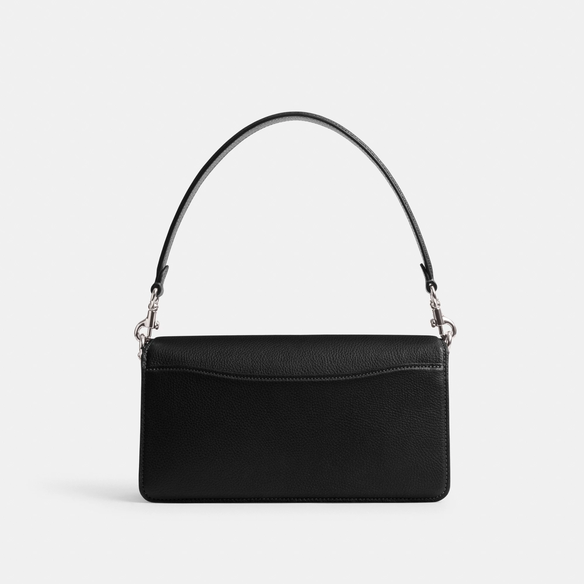COACH®,Tabby Shoulder Bag 26,Leather,Shoulder Bag,Crossbody,Logo,Gusset,Gold Metal,Casual,Black,Back View