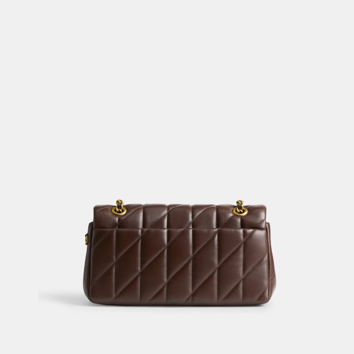 COACH®,Tabby Shoulder Bag 26 With Pillow Quilting,Leather,Shoulder Bag,Metal,Logo,Shoulder Guard,Silver Metal,Day Party,Brown,Back View