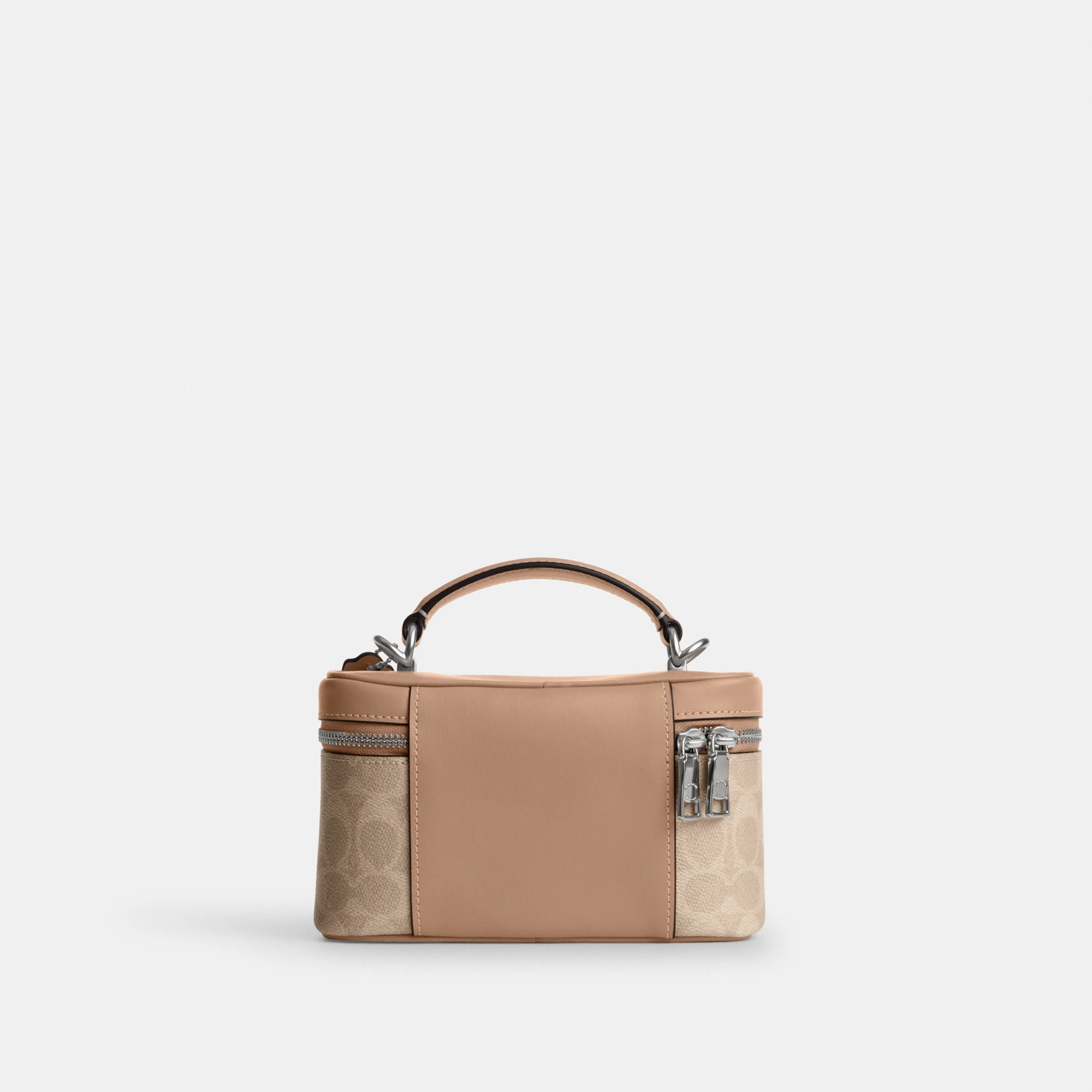 COACH®,Rainer Crossbody Bag 18 In Signature Canvas,Canvas,Recycled Polyester,Leather,Crossbody,Logo,Adjustable,Sustainable...,Taupe,Back View
