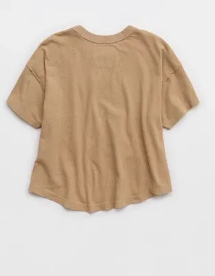 Aerie Summer Breeze Cropped T-Shirt - Toasted Almond
