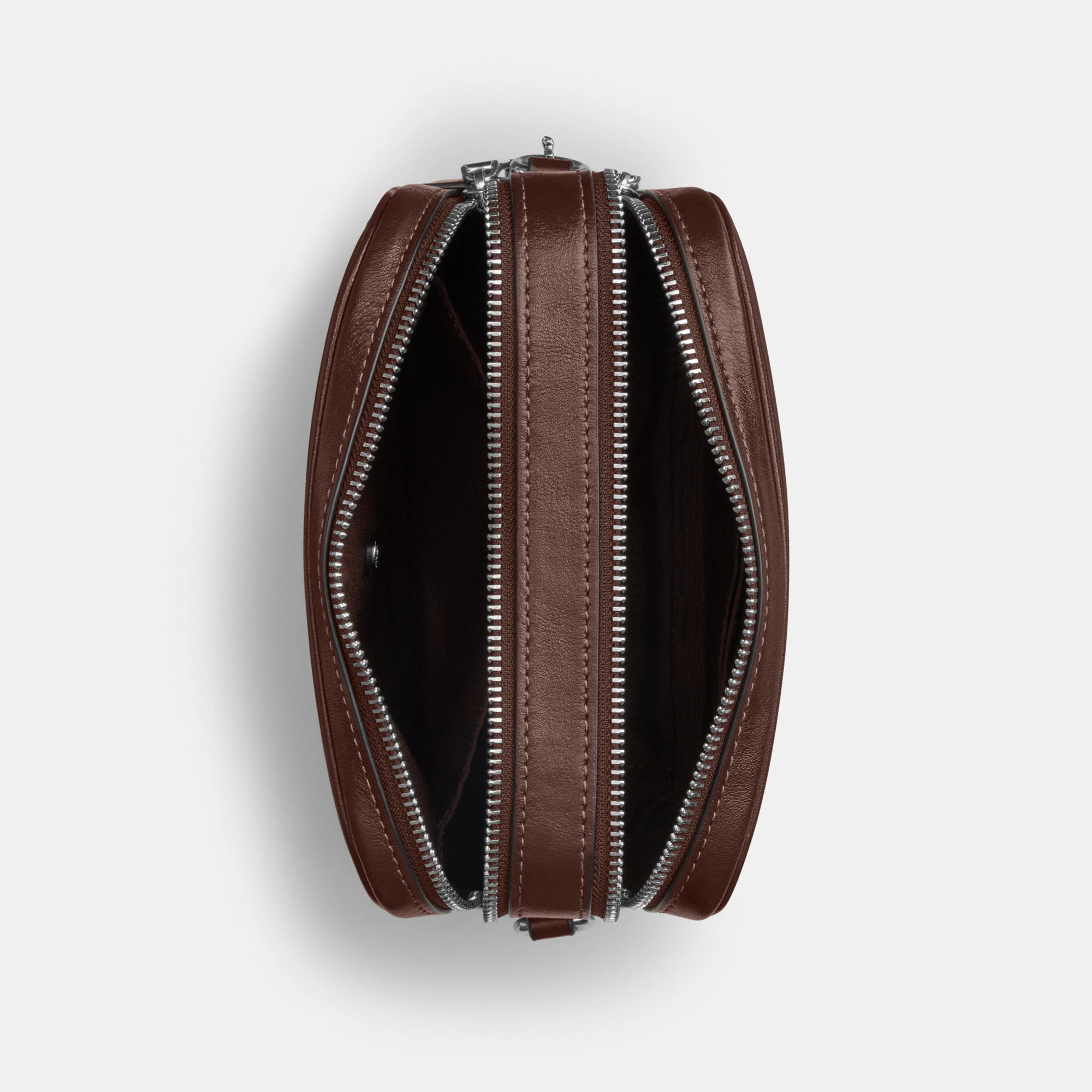 COACH®,Mini Carey Crossbody Bag,Leather,Recycled Polyester,Crossbody,Logo,Metal,Casual,Brown,Inside View,Top View