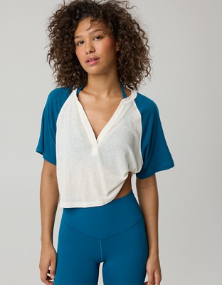 OFFLINE By Aerie Bouncy Cotton Colorblock T-Shirt - Twilight Blue
