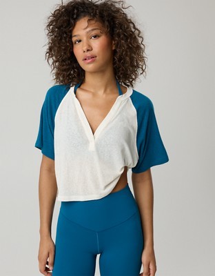 OFFLINE By Aerie Bouncy Cotton Colorblock T-Shirt - Twilight Blue