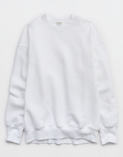 OFFLINE By Aerie Cloud Fleece Oversized Crewneck Sweatshirt - White
