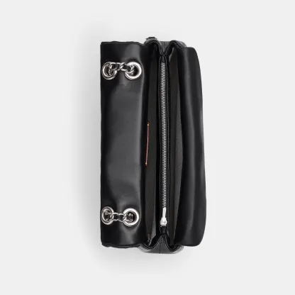 COACH®,Tabby Chain Crossbody Bag 19 With Quilting,Lining Leather,Leather,Crossbody,Wristlet,Logo,Pattern,Stitching,Embelli...,Black,Inside View,Top View