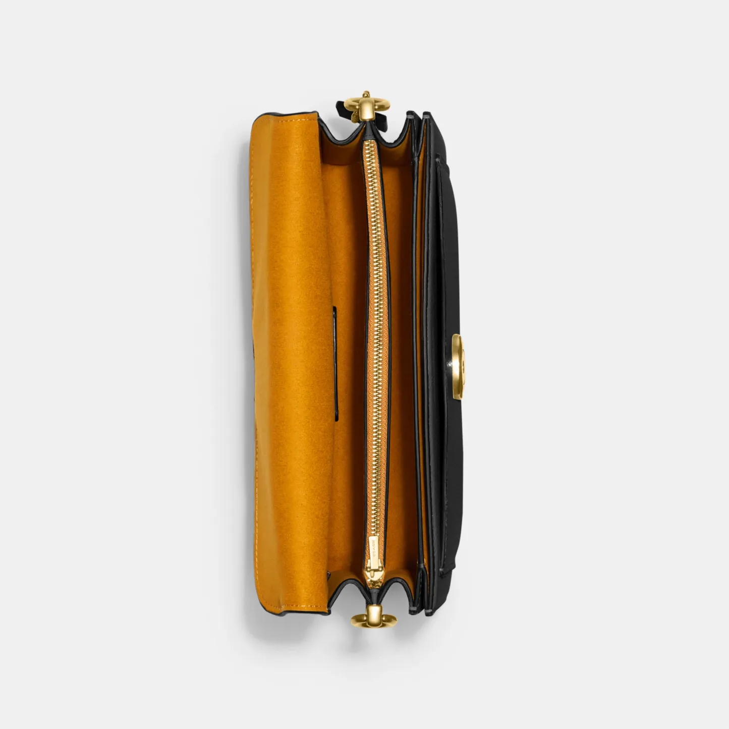 COACH®,Tabby Shoulder Bag 26,Leather,Shoulder Bag,Crossbody,Logo,Gusset,Gold Metal,Casual,Black,Inside View,Top View