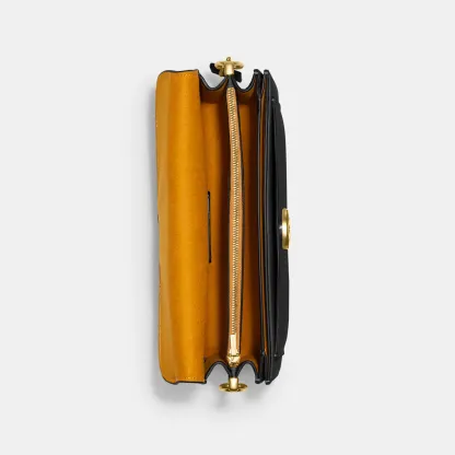 COACH®,Tabby Shoulder Bag 26,Leather,Shoulder Bag,Crossbody,Logo,Gusset,Gold Metal,Casual,Black,Inside View,Top View