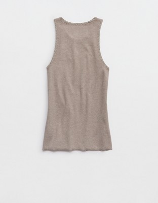 Aerie High Neck Tank Top - Heathered Taupe