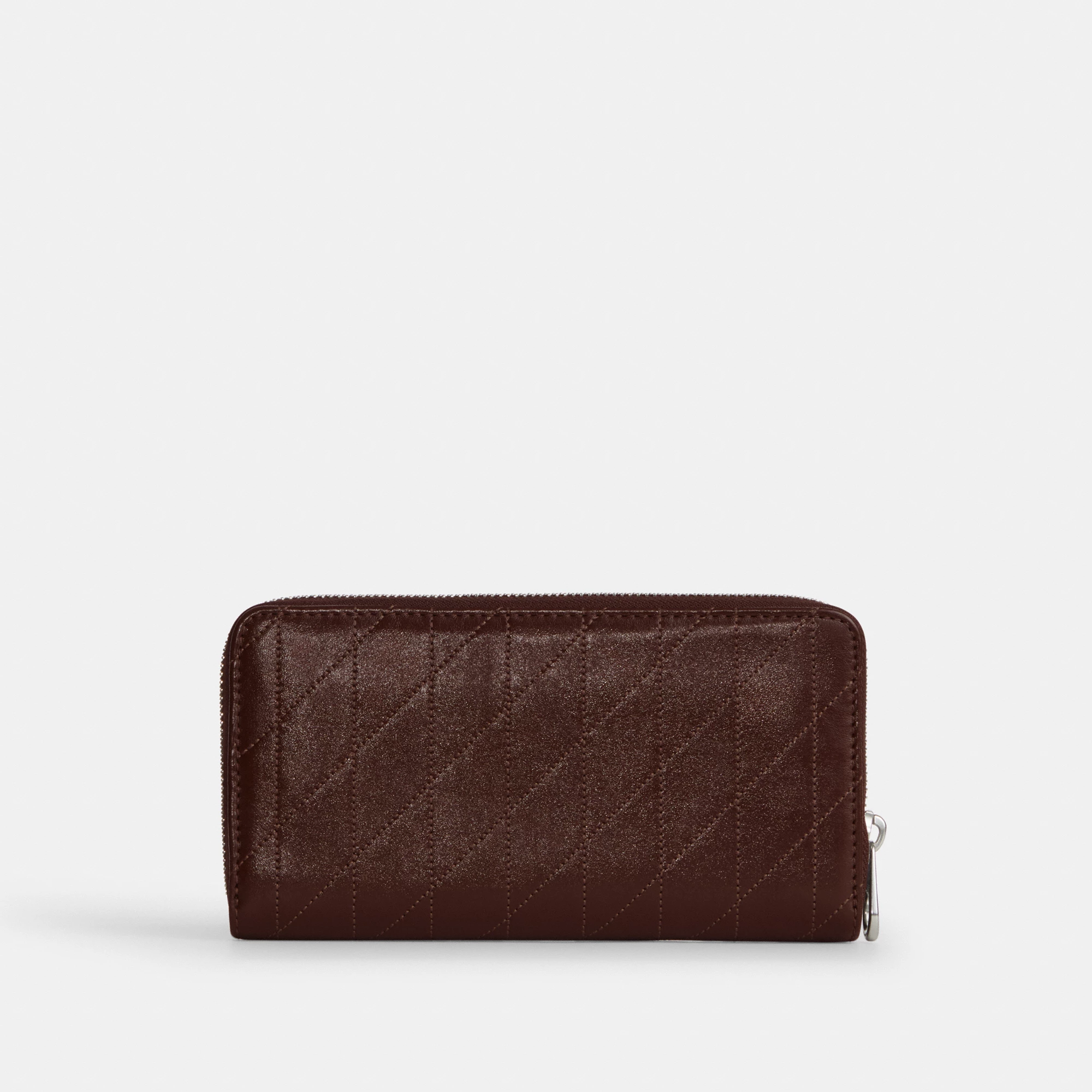 COACH®,Long Zip Around Wallet With Quilting,Brown,Back View