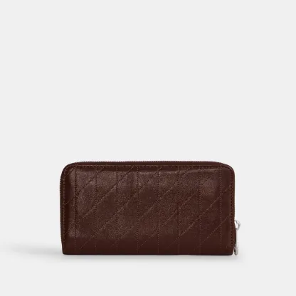 COACH®,Long Zip Around Wallet With Quilting,Brown,Back View