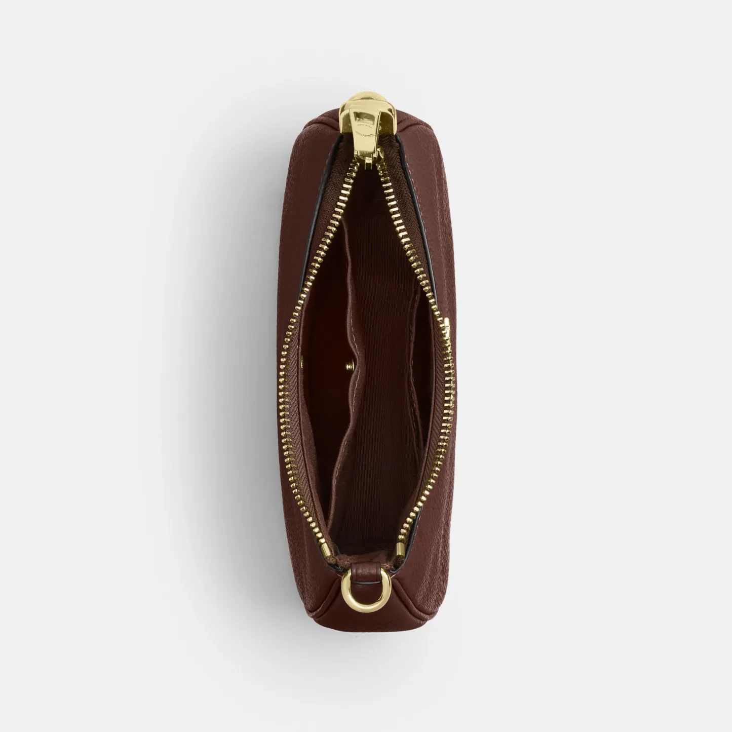 COACH®,Teri Mini Crossbody Bag,Leather,Recycled Polyester,Crossbody,Logo,Adjustable,Compact,Gold Metal,Casual,Brown,Inside View,Top View