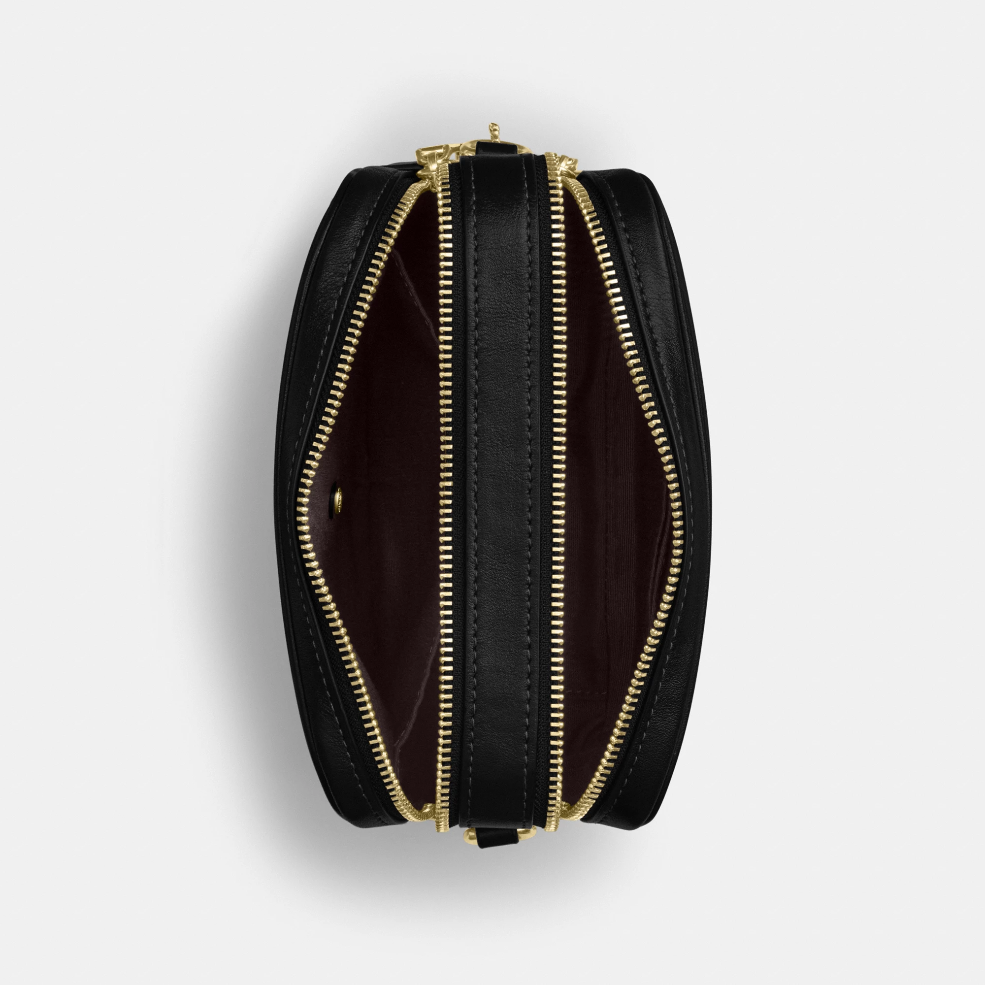 COACH®,Mini Carey Crossbody Bag,Leather,Recycled Polyester,Crossbody,Logo,Metal,Casual,Black,Inside View,Top View