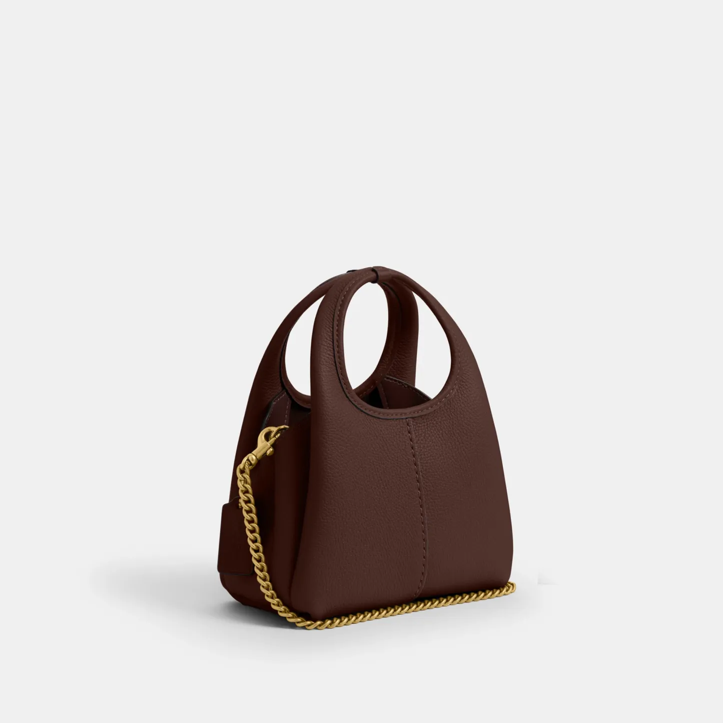 COACH®,Lana Shoulder Bag 19,Leather,Crossbody,Metal,Logo,Shoulder Guard,Brass,Casual,Brown,Angle View