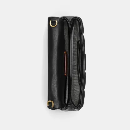 COACH®,Tabby Chain Crossbody Bag 19 With Quilting,Lining Leather,Leather,Crossbody,Wristlet,Logo,Pattern,Stitching,Embelli...,Black,Inside View,Top View