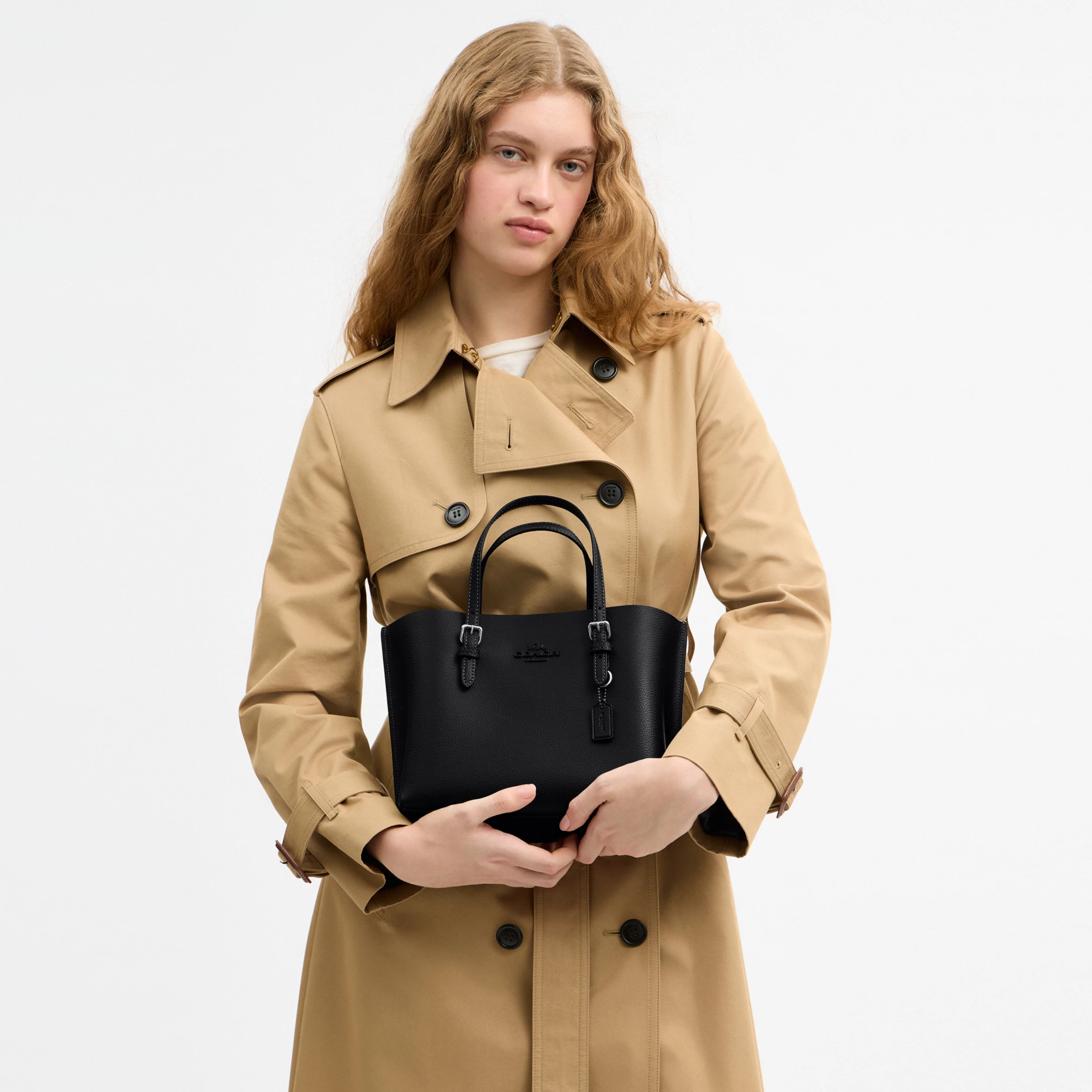 COACH®,Mollie Tote Bag 25,Crossbody,Logo,Work,Casual,Black,Detail View