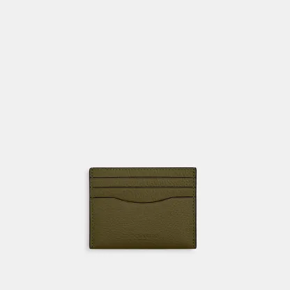 COACH®,Slim Id Card Case,Leather,Card Case,Casual,Olive,Front View