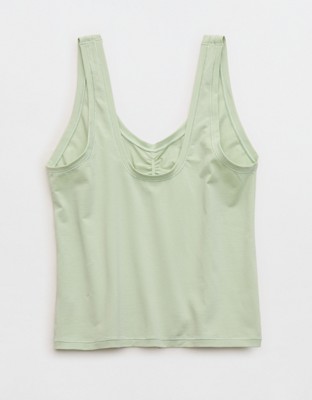 SMOOTHEZ Cotton Blend Ruched Tank Top - Aloe