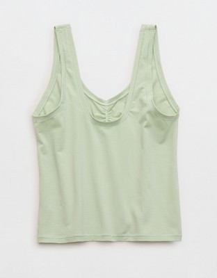SMOOTHEZ Cotton Blend Ruched Tank Top - Aloe