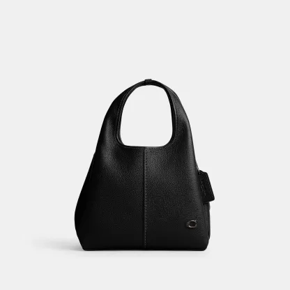COACH®,Lana Shoulder Bag 23,Leather,Crossbody,Metal,Logo,Compact,Casual,Black,Front View