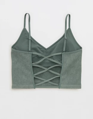 Superchill Seamless Rib Padded Bra Top - Royal Palm