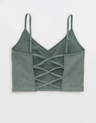 Superchill Seamless Rib Padded Bra Top - Royal Palm