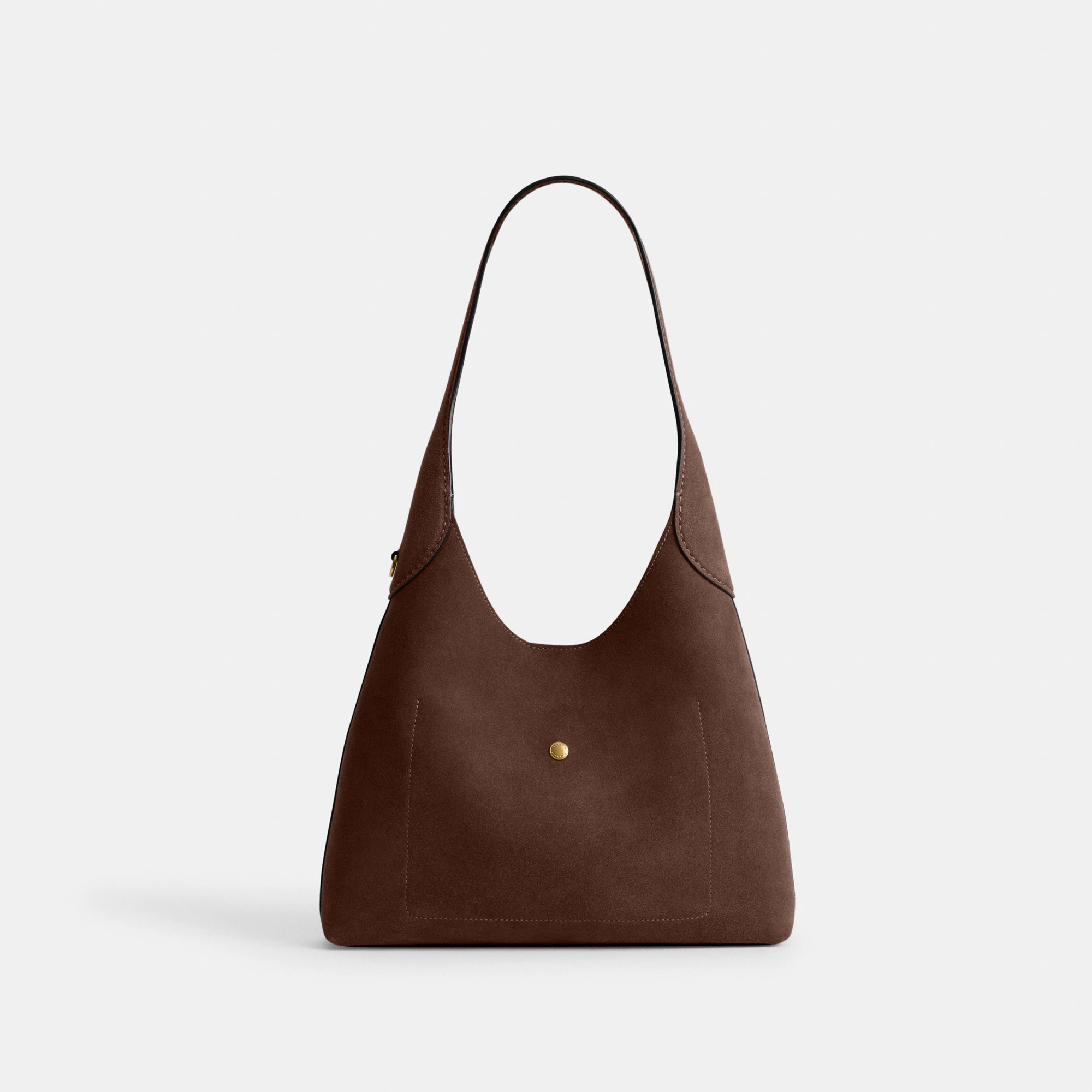 COACH®,Brooklyn Shoulder Bag 28,Suede,Leather,Hobo,Logo,Casual,Brown,Back View