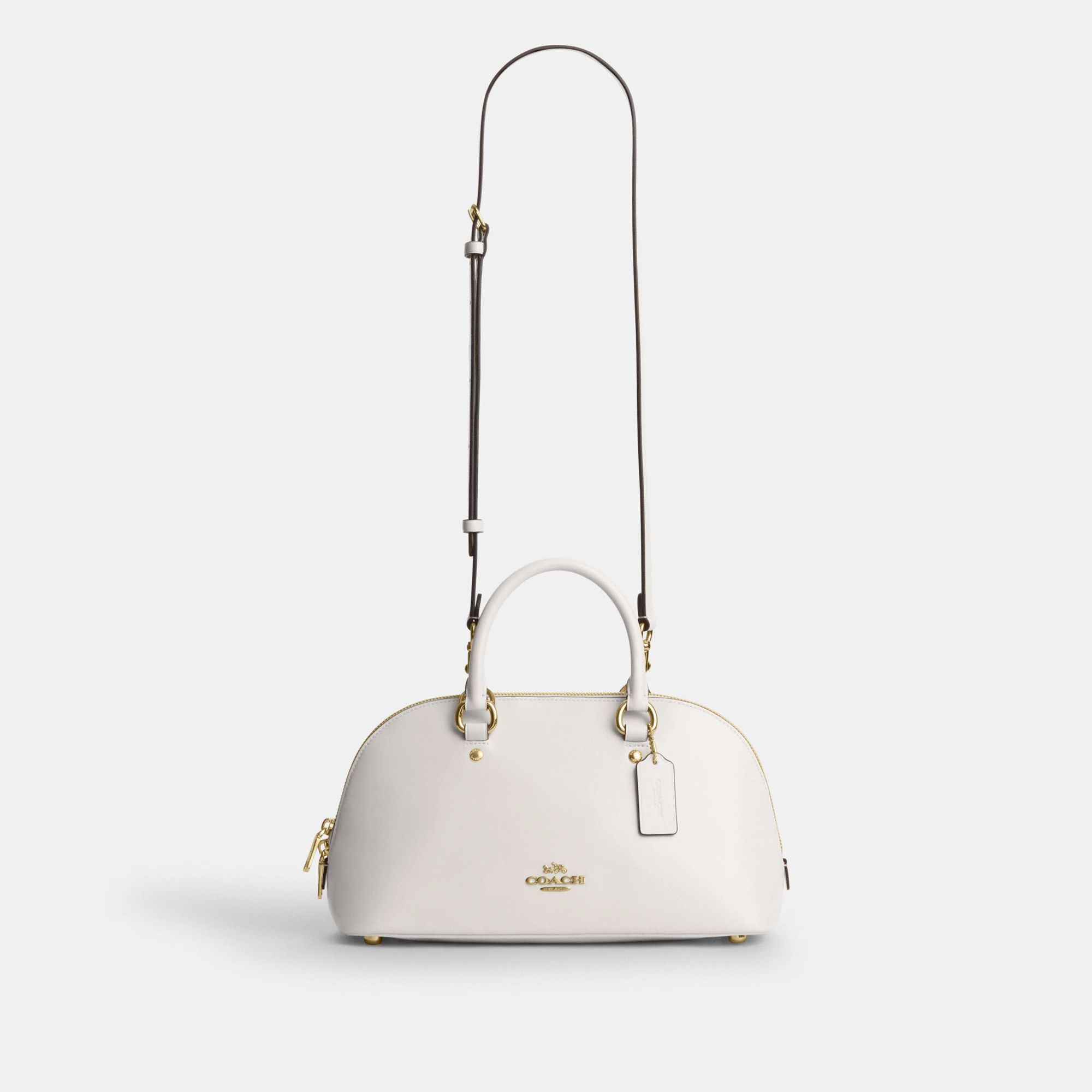 COACH®,Lara Satchel Bag,Recycled Polyester,Satchel,Logo,Metal,Casual,Cream
