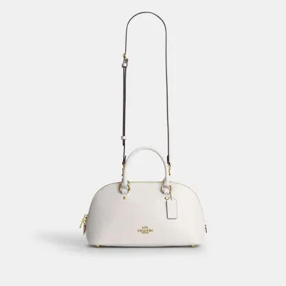 COACH®,Lara Satchel Bag,Recycled Polyester,Satchel,Logo,Metal,Casual,Cream