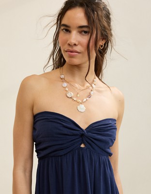 Aerie Strapless Cut Out Maxi Dress - Navy