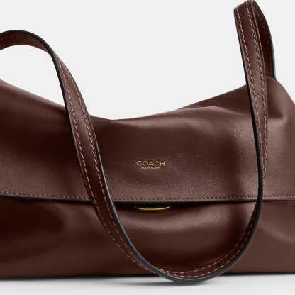 COACH®,Chelsea Shoulder Bag 30,Suede,Leather,Shoulder Bag,3D Embellishment,Metal,Pendant,Lined,Brass,Casual,Brown,Closer View