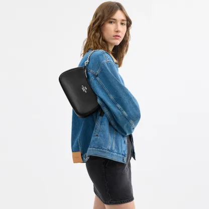 COACH®,Teri Shoulder Bag,Shoulder Bag,Chain Detail,Metal,Logo,Casual,Black