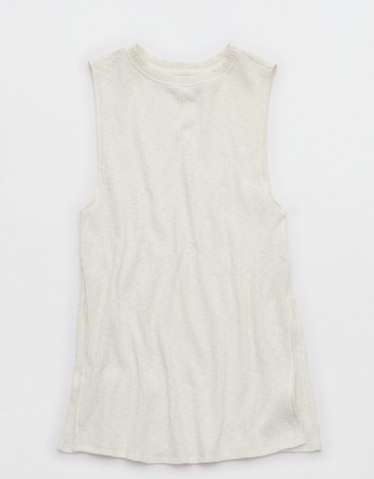 Aerie Textured Rib Tunic Tank Top - Soft Muslin