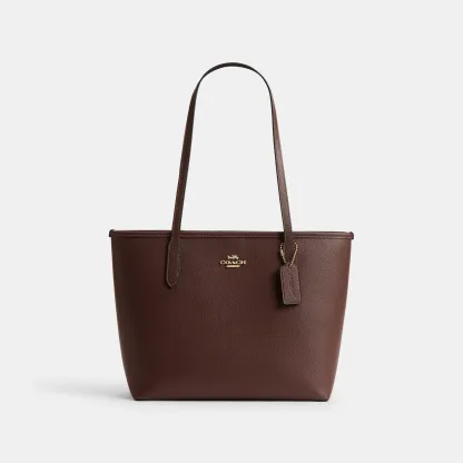 COACH®,Medium City Tote Bag,Brown,Front View