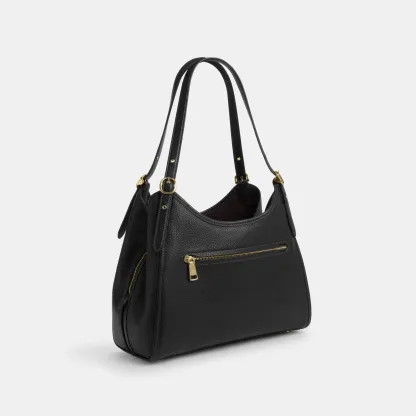 COACH®,Erin Shoulder Bag,Leather,Shoulder Bag,Logo,Gold Metal,Casual,Black,Angle View