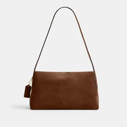 COACH®,Chelsea Shoulder Bag 30,Suede,Leather,Shoulder Bag,Brass,Casual,Brown,Back View
