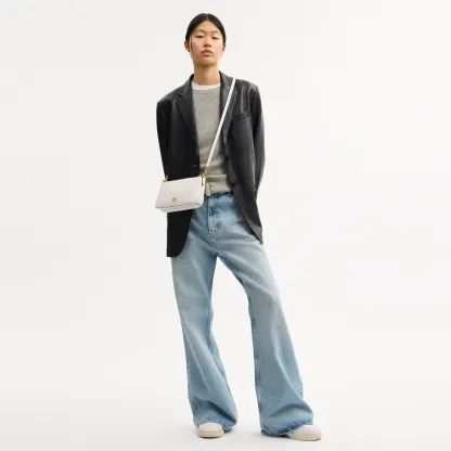 COACH®,Audrey Crossbody Bag,Recycled Polyester,Leather,Lining Recycled Polyester,Shoulder Bag,Metal Material,Metal,Pendant...,White,Detail View