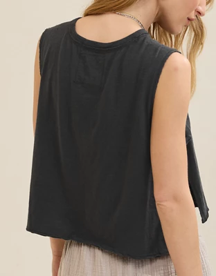 Aerie Happiest Side Tie Tank - Smoked Gray