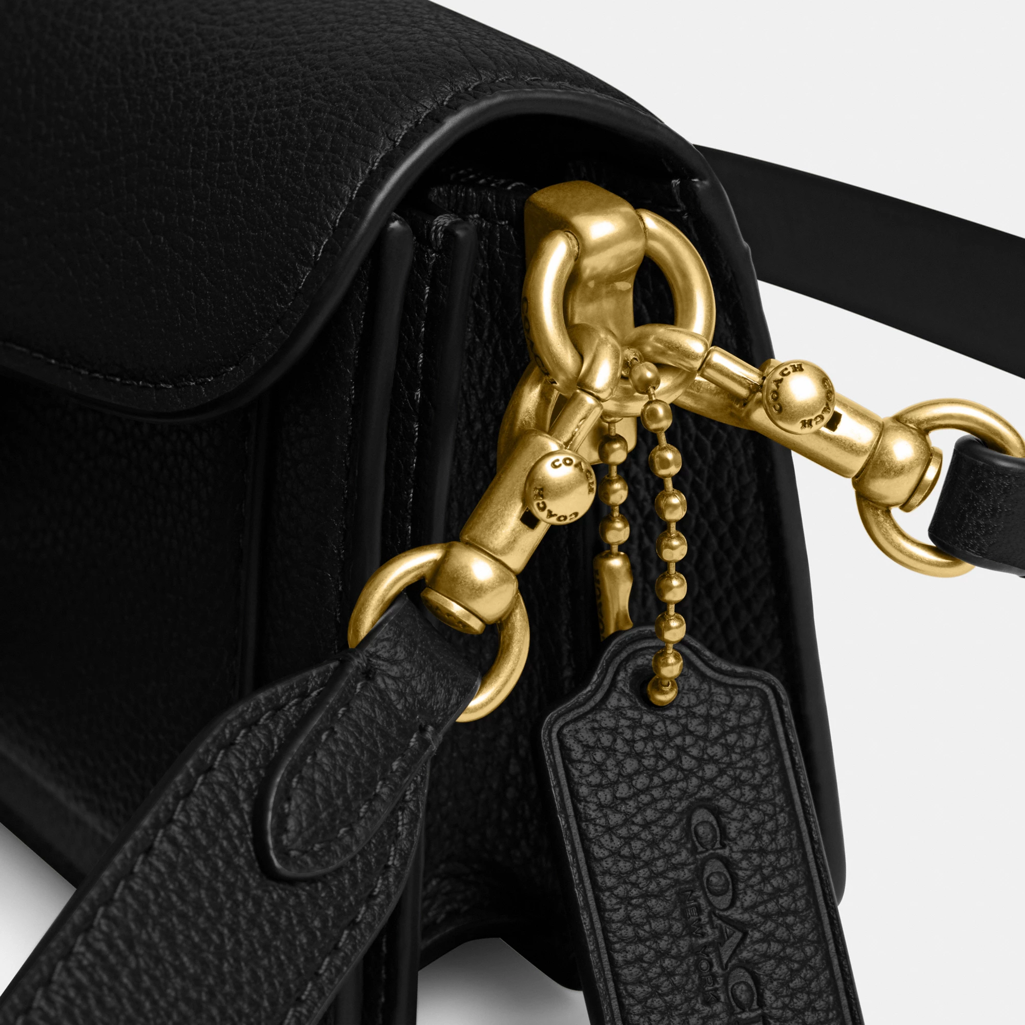 COACH®,Tabby Shoulder Bag 20,Leather,Shoulder Bag,Embossed,Metal,Logo,Day Party,Black,Closer View