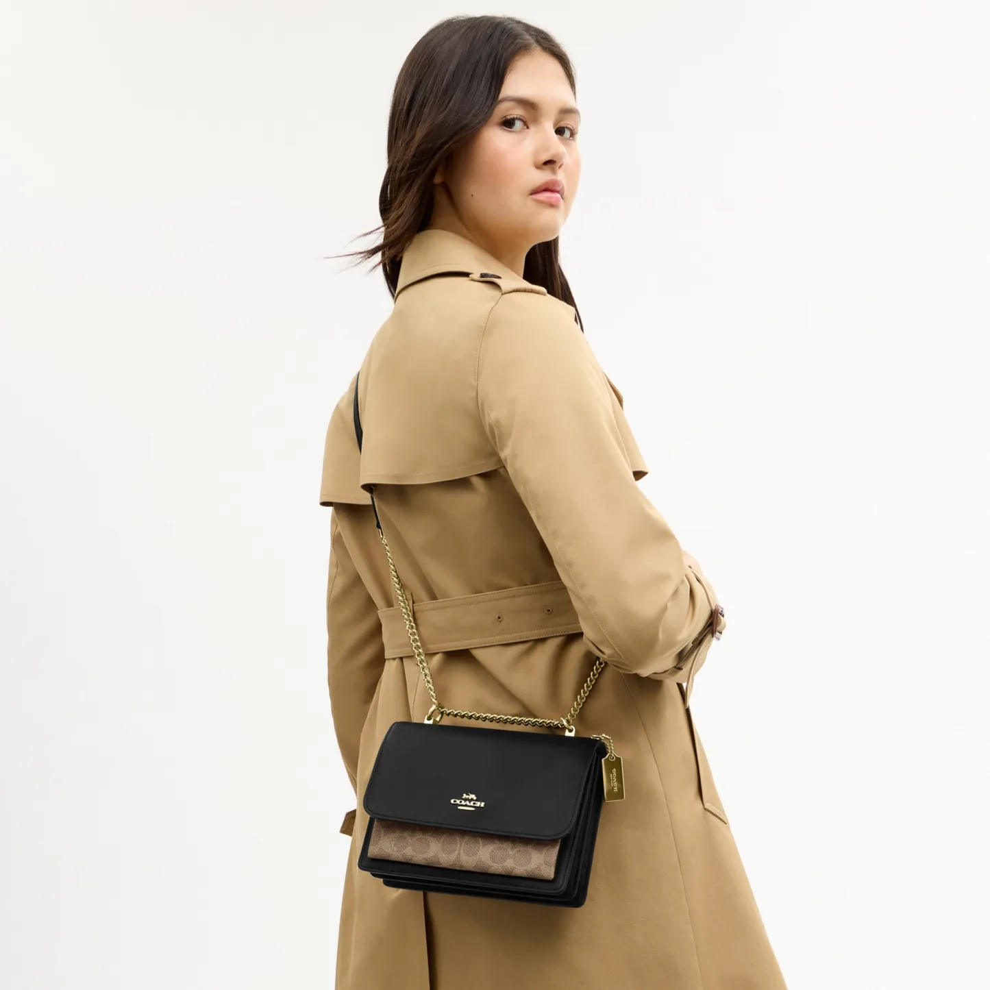 COACH®,Klare Crossbody Bag In Signature Canvas,Crossbody,Chain Detail,Pattern,Day Party,Black