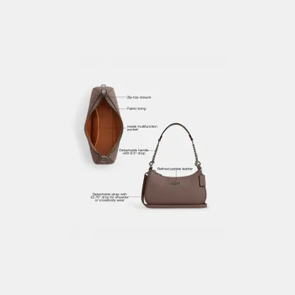 COACH®,Teri Shoulder Bag,Shoulder Bag,Chain Detail,Metal,Logo,Casual,Brown