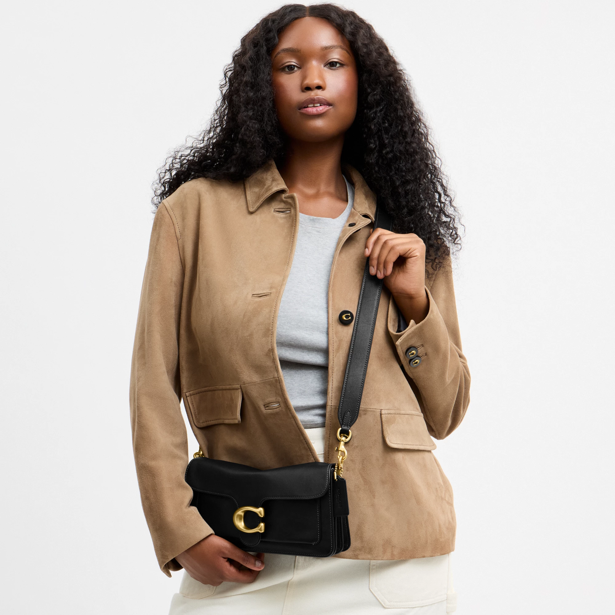 COACH®,Tabby Shoulder Bag 26,Leather,Shoulder Bag,Logo,Metal,Compact,Brass,Casual,Black