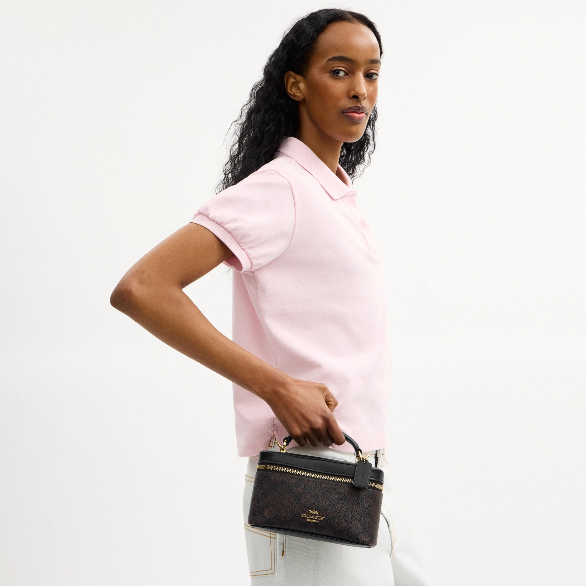 COACH®,Rainer Crossbody Bag 18 In Signature Canvas,Canvas,Recycled Polyester,Leather,Crossbody,Logo,Adjustable,Sustainable...,Brown,Detail View
