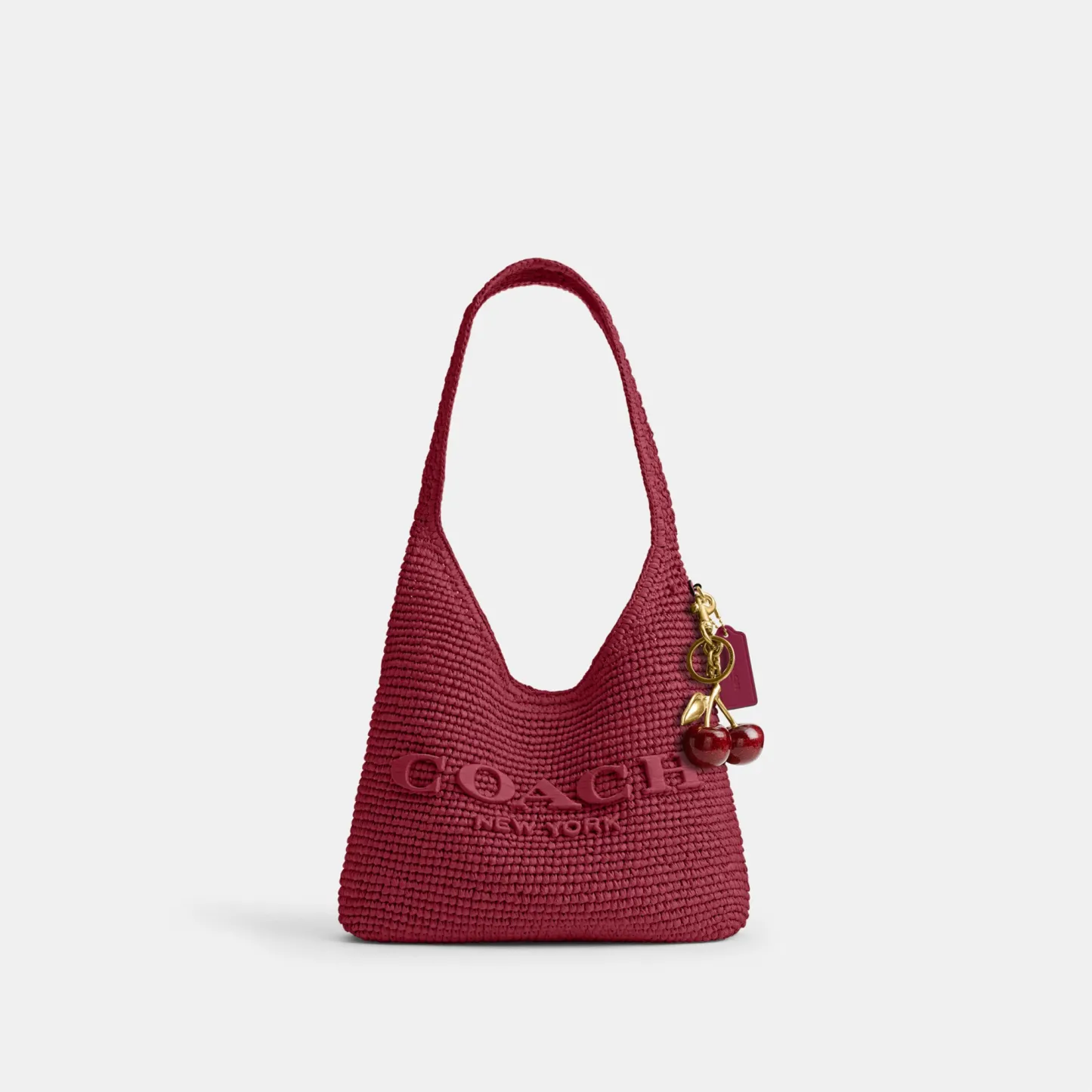 COACH®,Brooklyn Shoulder Bag 28,Calfskin Leather,Hobo,Straw,Applique,Pendant,Logo,Brass,Casual,,Angle View