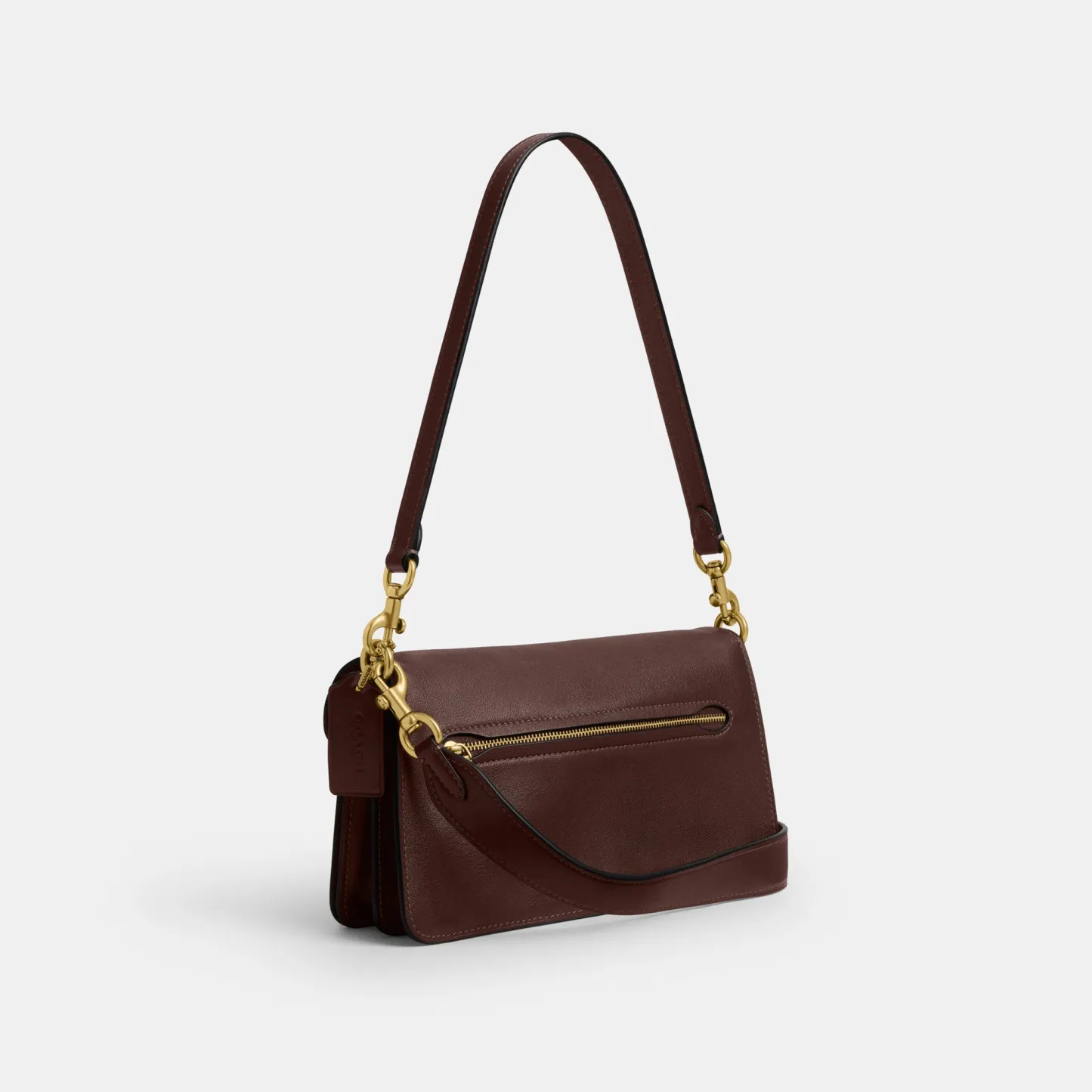 COACH®,Tabby Shoulder Bag 26,Leather,Shoulder Bag,Logo,Metal,Compact,Brass,Casual,Brown,Angle View