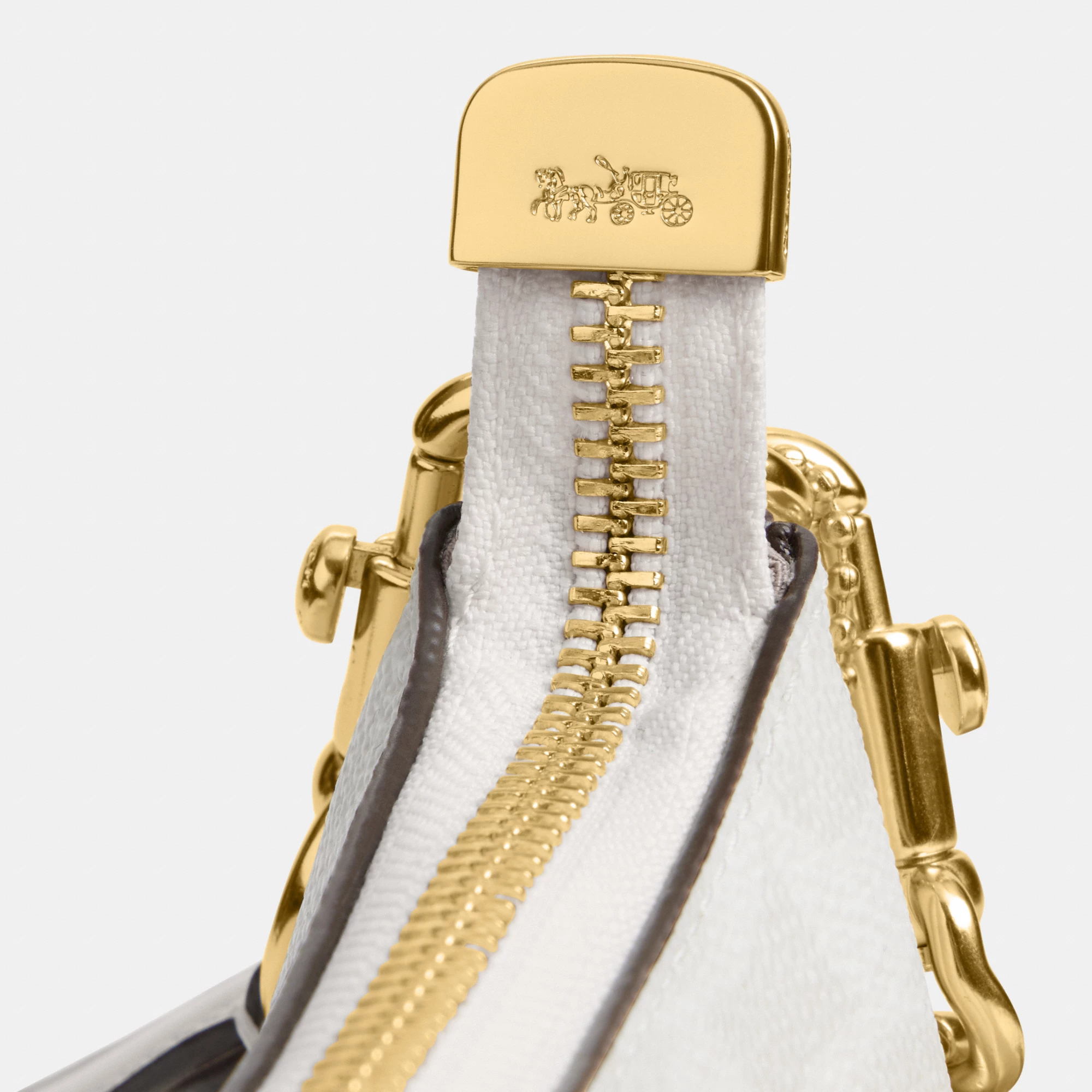 COACH®,Teri Shoulder Bag In Signature Canvas,Shoulder Bag,Logo,Tag Embellishment,Embossed,Metal,Casual,Gray,Closer View