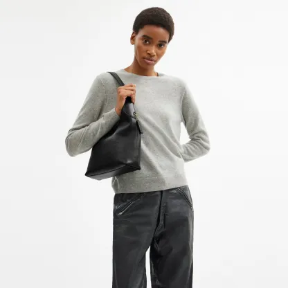 COACH®,Brooklyn Shoulder Bag 28,Leather,Hobo,Engraved Detail,Logo,Casual,Black,Detail View