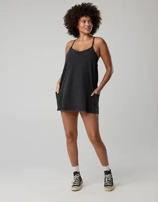 OFFLINE By Aerie OG Cotton Racerback Mini Dress - Washed Black