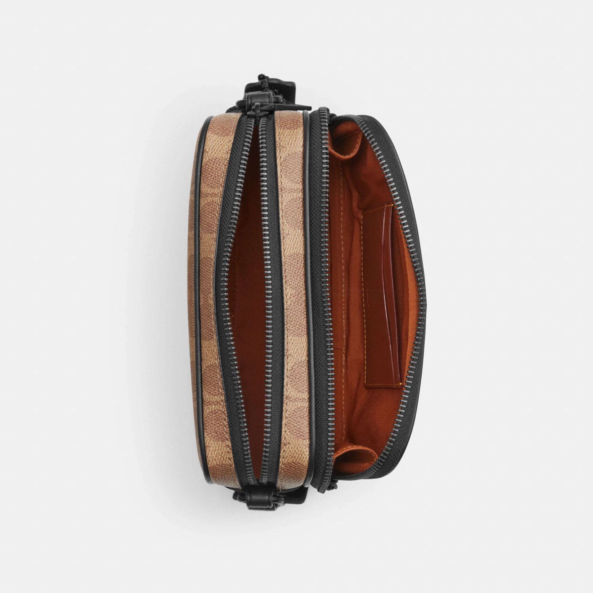 COACH®,Colton Crossbody Bag 19 In Signature Canvas,Canvas,Recycled Polyester,Polyester,Leather,Crossbody,Adjustable,Casual,Brown,Inside View,Top View