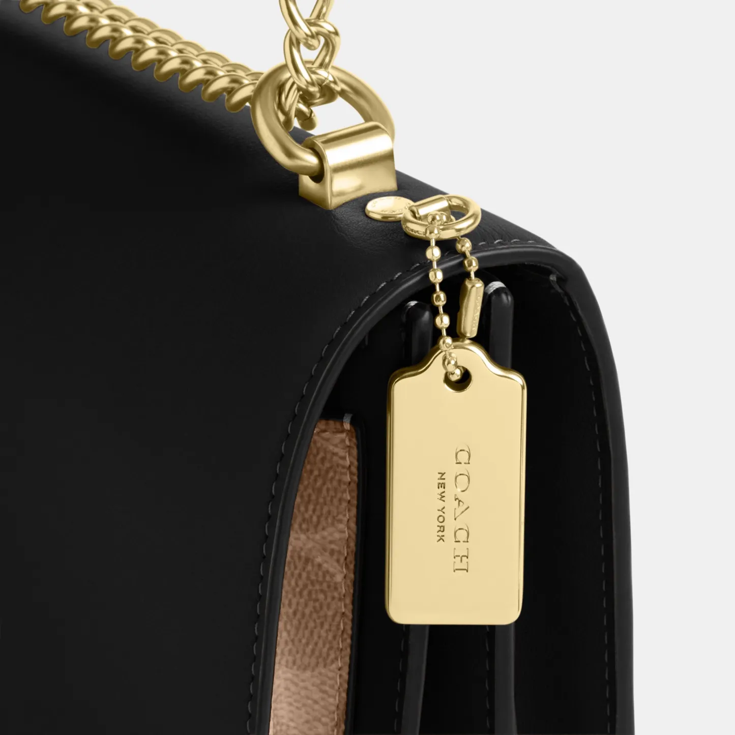COACH®,Klare Crossbody Bag In Signature Canvas,Crossbody,Chain Detail,Pattern,Day Party,Black,Closer View
