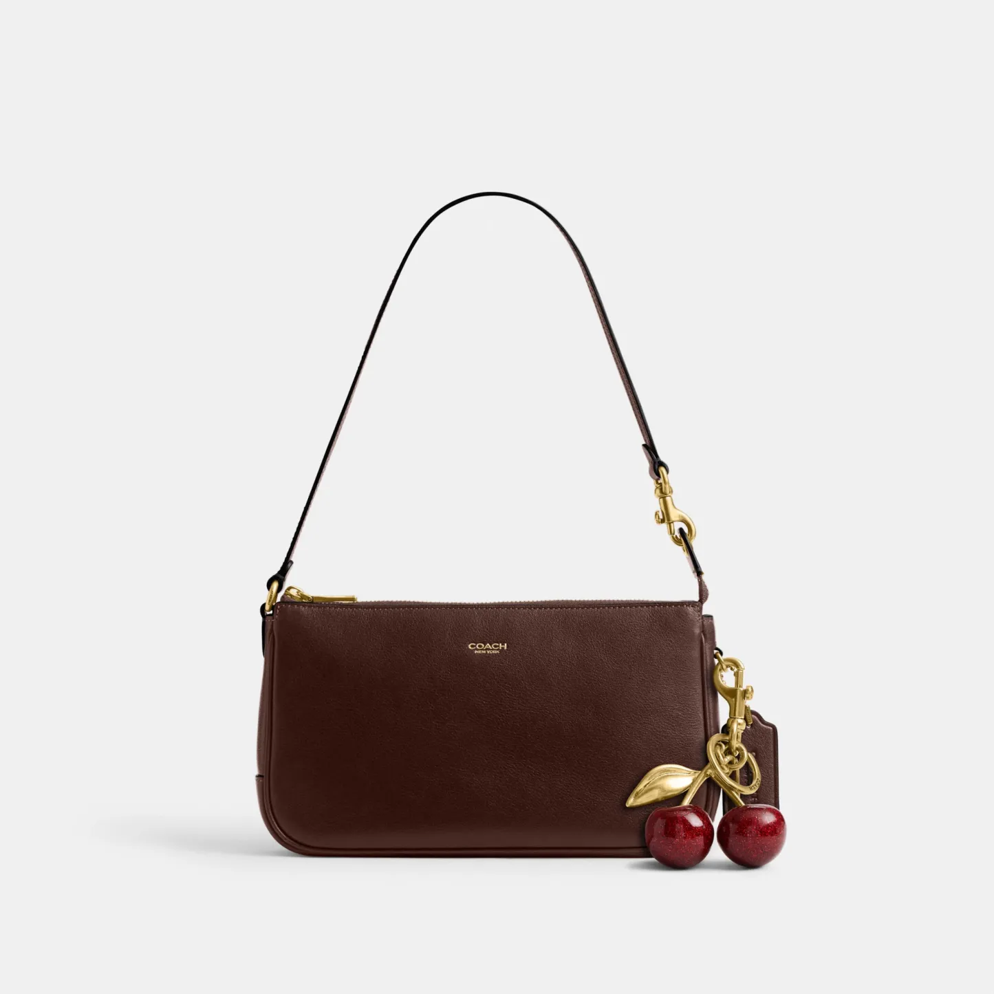 COACH®,Plaza Bag,Fabric,Leather,Shoulder Bag,Logo,Compact,Lined,Gold Metal,Casual,Brown,Angle View